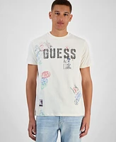 Guess Men's World Stamps Logo Graphic Crewneck T-Shirt