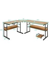 Gouun L-Shaped Computer Desk with Tiltable Tabletop