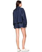 Tommy Jeans Women's Cotton Cropped Denim Shirt Jacket