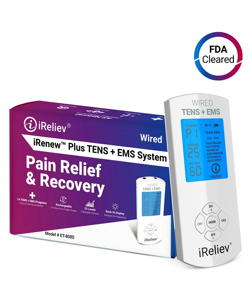 iReliev Premium Tens + Ems Pain Relief & Recovery System