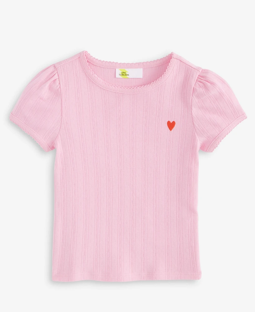 Epic Threads Toddler Girl Pointelle Heart T-Shirt, Exclusively at Macy's