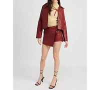 En Saison Women's Campbell Faux-Leather Skort