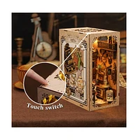 Cutebee Diy Book Nook Kit Diy Miniature House Dollhouse Kit for Adult and Teens, Booknook Bookshelf Decor Alley Model Build with Led Light, Gifts for