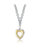 Rachel Glauber Harmony Hearts Two-Tone Open Pendant Necklace