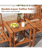 Gouun 3 Piece Patio Bistro Table and Chairs Set with Umbrella Hole