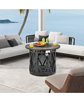 Gouun 32 Inch 30000BTU Fire Pit Table with Fire Glasses and Pvc Cover