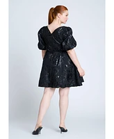 Eloquii Plus Balloon Skirt Brocade Mini Dress