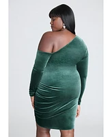 Eloquii Plus Shirred Velvet Mini Dress