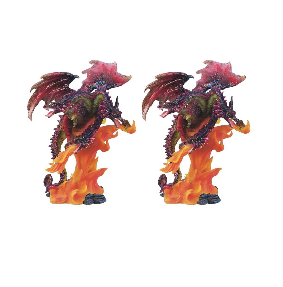 Fc Design "2-pc Gift Set" 4"H Three-Headed Volcano Dragon Figurine Statue Ornament Home Room Office Decor and Perfect Gift Ideas for Housewarming, Hol