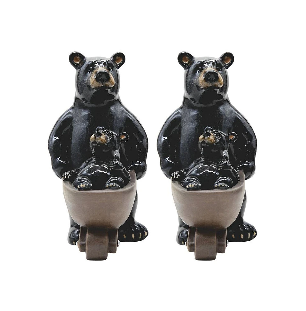 Fc Design "2-pc Gift Set" 6.75"H Black Bear Walking with Baby Cart Statue Figurine Statue Ornament Home Room Office Decor and Perfect Gift Ideas for H