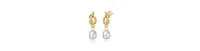 Sterling Silver 14K Gold Plated with Freshwater Pearl Pretzel Love Knot Dangle Earrings