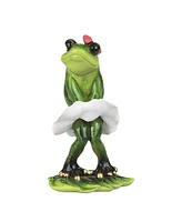 Fc Design "2-pc Gift Set" 5"H Baby Girl Frog with White Skirt Statue Animal Figurine Statue Ornament Home Room Office Decor and Perfect Gift Ideas for