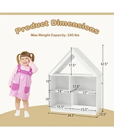 Costway Wooden Kids Dollhouse Bookshelf with Open Shelves Anti-toppling System Bookcase