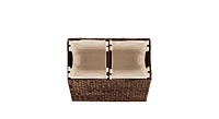 Slickblue 2-Bin Handwoven Hyacinth Laundry Hamper with Linen Liners for Stylish and Organized Laundry Storage