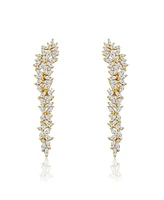 Rachel Glauber 14k Gold Plated Cubic Zirconia Waterfall Cluster Linear Earrings