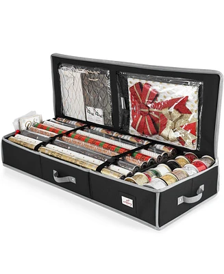 Hearth & Harbor Wrapping Paper Storage Container - Christmas Bag with Interior Pockets