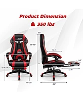 Gouun Gaming Chair Racing Style Swivel Chair with Footrest and Adjustable Lumbar Pillow