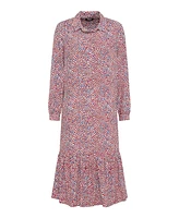 Olsen Women's Long Sleeve Allover Heart Print Midi Dress