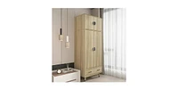 Slickblue Modern 2-Door Armoire Wardrobe Cabinet with Hanging Rail