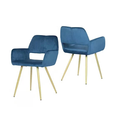 Slickblue Set of 2 Modern Velvet Upholstered Dining Chair with Metal Legs