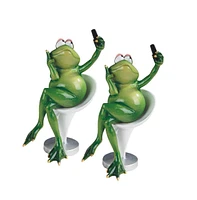 Fc Design "2-pc Gift Set" 7.5"H Frog Taking Selfie Picture Statue Funny Animal Figurine Statue Ornament Home Room Office Decor and Perfect Gift Ideas