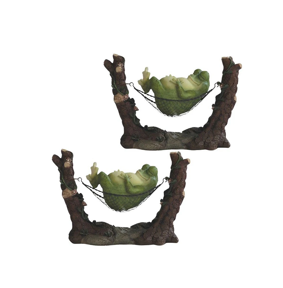 Fc Design "2-pc Gift Set" 6"H Frog Relaxing on Hammock Statue Funny Animal Figurine Statue Ornament Home Room Office Decor and Perfect Gift Ideas for