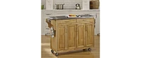 Slickblue Stainless Steel Top Wooden Kitchen Cart Island with Casters