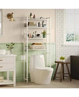 Slickblue Over the Toilet Storage Freestanding Modern Metal Wood Shelving Unit