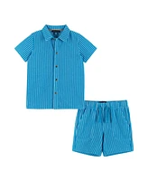 Andy & Evan Toddler Boys Toddler/Child Aqua Stripe Matching Terry Set