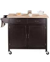 Slickblue Kitchen Island Storage Cart with Wood Top and Casters