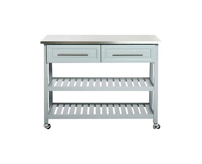 Slickblue Rolling Kitchen Island 2 Drawers Storage with Stainless Steel Top