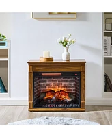 Mondawe 28 Inch Electric Fireplace Heater Mantel With Removable Caster Wheel