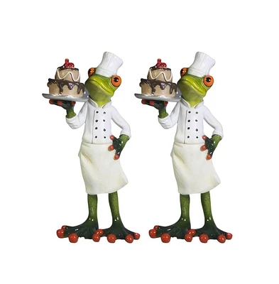 Fc Design "2-pc Gift Set" 7.5"H Frog Baker with Cake Figurine Statue Ornament Home Room Office Decor and Perfect Gift Ideas for Housewarming, Holidays