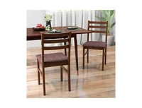 Slickblue Set of 2 Modern Mid-Century Wood Dining Chairs with Linen Upholstered Seat