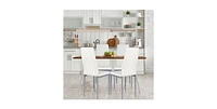 Slickblue Set of 4 Modern High Back Brown Pvc Leather Dining Chairs with Metal Legs