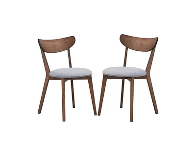 Slickblue Set of 2 Mid-Century Modern Curved Back Wood Dining Chair Upholstered Seat