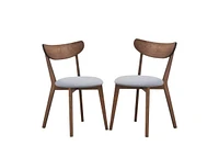 Slickblue Set of 2 Mid-Century Modern Curved Back Wood Dining Chair Upholstered Seat