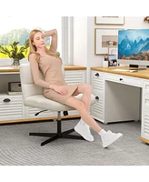 Gouun Office Armless Chair Cross Legged with Imitation Lamb Fleece and Adjustable Height