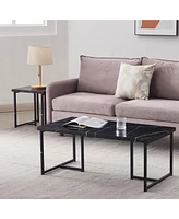 Kings Brand Furniture Salem 3-Piece Living Room Table Set - Coffee Table Set of 3 - Side Table Set for Living & Dining Room