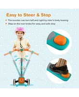 Kuyotq Folding Adjustable Kids Toy Scooter with Led Flashing Wheels Horn 4 Emoji Covers