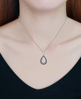 Macy's Oxidized Beaded Tear Drop Pendant Necklace