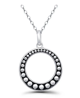 Macy's Oxidized Beaded Open Circle Pendant Necklace