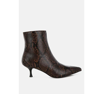 London Rag Thymus Snake Print Kitten Heel Boots