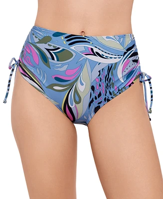 Salt + Cove Juniors' Printed Shirred High-Waist Bikini Bottoms, Exclusively at Macy's