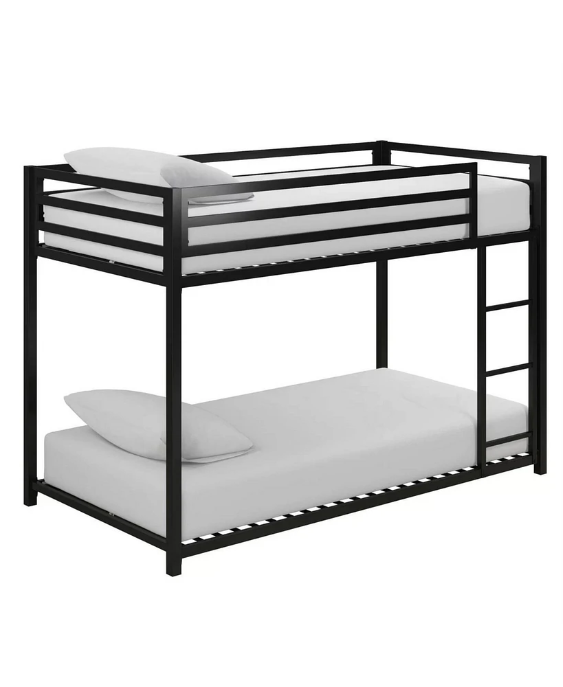 Slickblue Twin over Modern Low Height Metal Bunk Bed for Space-Saving and Easy Access