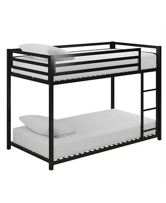 Slickblue Twin over Modern Low Height Metal Bunk Bed for Space-Saving and Easy Access