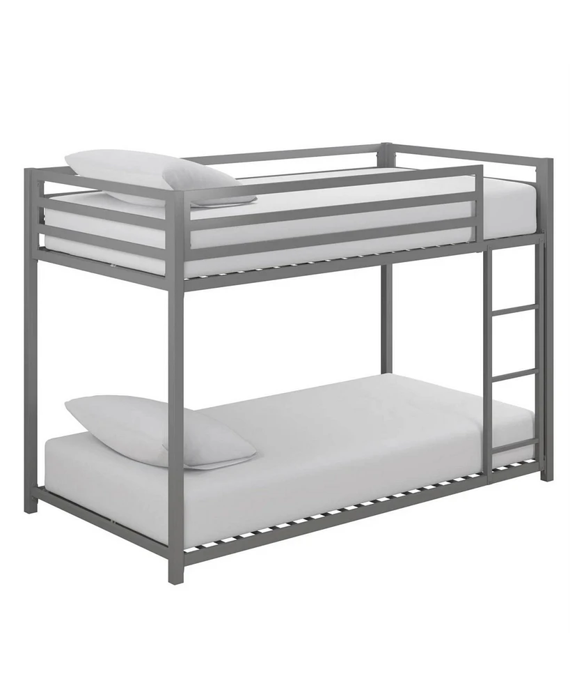 Slickblue Twin over Modern Low Height Metal Bunk Bed for Space-Saving and Easy Access