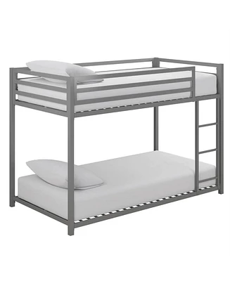 Slickblue Twin over Modern Low Height Metal Bunk Bed for Space-Saving and Easy Access