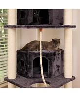 82 Inches Multi-Level Big Cat Tree. Tall Multi-Cats Tower with 2 Big Cat Condos A8202