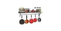 Slickblue Heavy Duty Wall Shelf with Pot Rack for Strong, Space-Saving Kitchen Storage and Organization